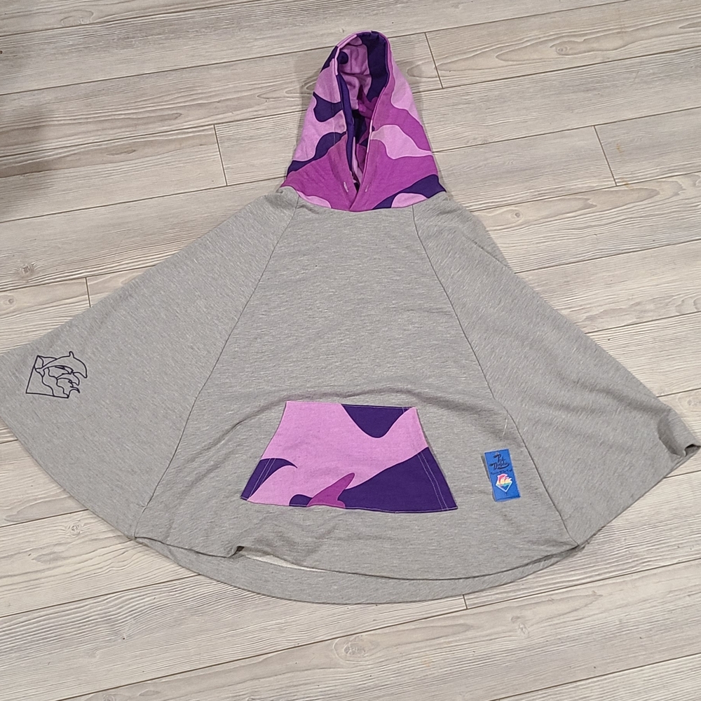 Pink Dolphin Gray Hoodie with Purple Camouflage Pocket & Hood Womens Rare New